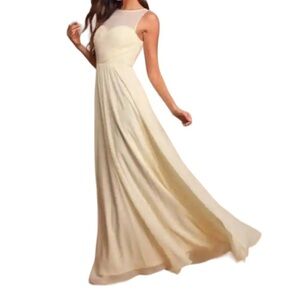 Lulu's Some Type Of Sway Ivory Maxi Dress Chiffon Gown Women Size Medium NWT